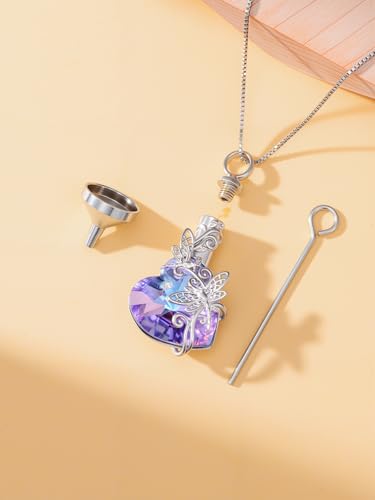 WINNICACA Silver Cremation Urn Necklaces for Ashes of Loved Ones - style: Double Dragonfly Necklace