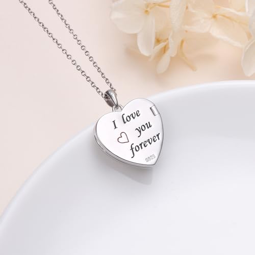 DAOCHONG Heart Locket Necklace Photo Memory Jewelry for Women | Sterling Silver Cremation Pendant | Holds 2 Photos | Keepsake for Women Mom Grandma Daughter | Memorial for Loved Ones & Pets - style: Couple Keepsake Locket