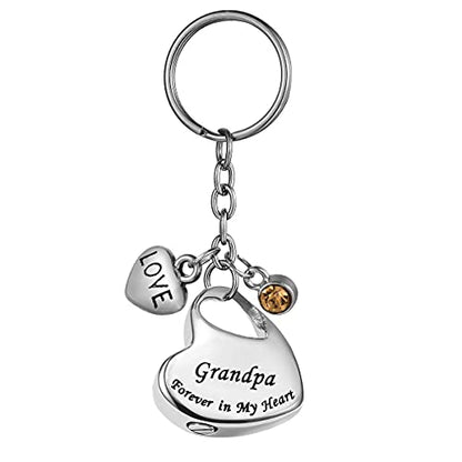 Grandpa Forever in My Heart Stainless Steel Memorial Keepsake Urn Keychains Cremation Jewelry for Ashes Customized - color: Grandpa - Customized