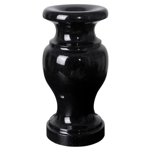 Cemetery Vase, Granite Grave Vase Polished, Black Memorial Stone Vases with Draining Hole for Home Tabletop, Cemetery Flowers, Grave Headstone Decorations (1pc, Polished Black) - color: Black