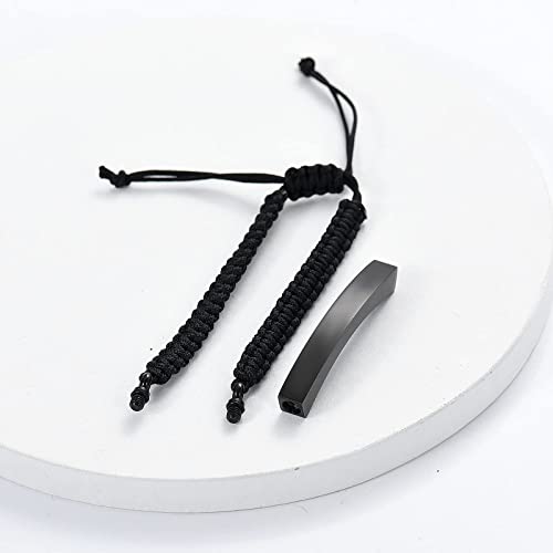 RIPFEVURN 4 Pack Cremation Jewelry Urn Bracelet for Ashes for Women Men Adjustable Memorial Keepsake Bangle Rope Braided Bracelet - color: Black-3pcs