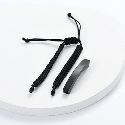 RIPFEVURN 4 Pack Cremation Jewelry Urn Bracelet for Ashes for Women Men Adjustable Memorial Keepsake Bangle Rope Braided Bracelet - color: Black-3pcs