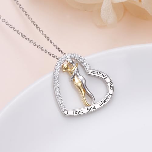 FLYOW S925 Sterling Silver Best Friend Couple Pendant Friendship Sun Moon Lotus Yin Yang Matching Bff Necklace for Women Jewelry - style: heart
