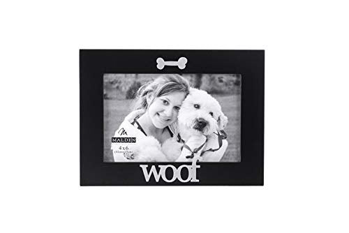 Malden International Designs Black Wood Expression Picture Frame, Woof, 4x6, Black - style: Woof