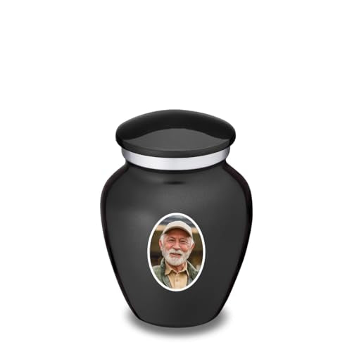 Embrace Keepsake Personalized Picture Cremation Urns for Human Ashes I Charcoal Photo Funeral Urn for Men and Women with Double Side Engraving I 3.5 lbs - color: Carcoal Black