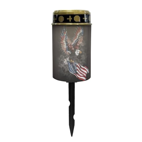 Eagle USA Flag Solar Garden Lights Outdoor Decorative Solar Stake Lights Landscape Lights Cemetery Decorations for Grave Lights Decorate Lawn, Patio, Fence, Backyard - color: Eagle USA Flag