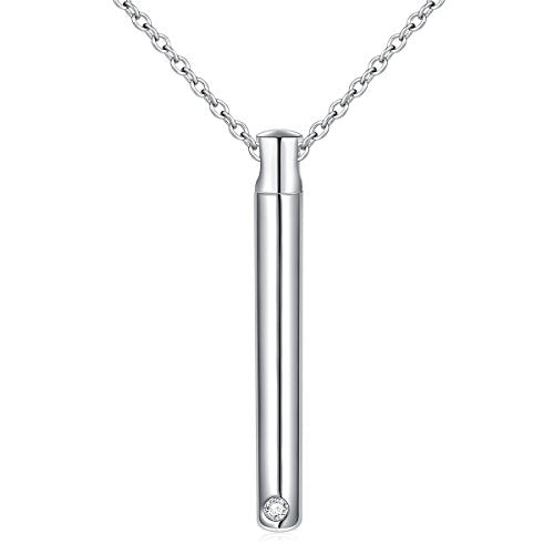 S925 Sterling Silver Urn Ashes Keepsake Cremation Memorial Necklace Jewelry - style: Bar Urn