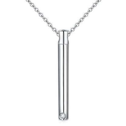 S925 Sterling Silver Urn Ashes Keepsake Cremation Memorial Necklace Jewelry - style: Bar Urn