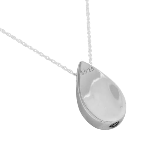 Small Teardrop Pendant and Necklace for Ashes, Sterling Silver, Cremation Jewelry for Ashes - color: Small Teardrop