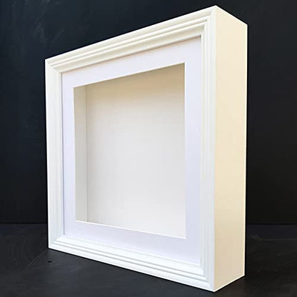 10x10 Shadow Box Frame, 3D Display Case, White, 2" Depth - size: 10x10
