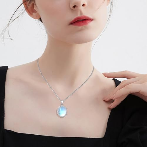 ONEFINITY Locket Necklace Photo Necklace Memorial Jewelry Gifts for Women Mom Wife - color: Moonstone