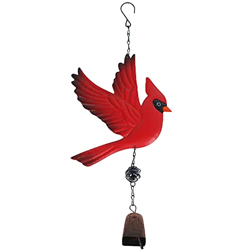 Tinsow Cardinal Bird Wind Chime Christmas Hanging Decorations Bell Outdoor Wind Chime Outdoor Decoration for Patio, Deck, Yard, Garden (Red-Flaping)