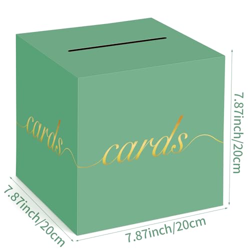Green Card Box Gold Foil Wedding Favors Gift Card Boxes Post Box Receiving Money Box Holder for Wedding Reception, Baby Showers, Anniversary, Birthday Party, Retirement, Graduation Envelope Holder - color: Green and Gold