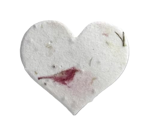 Of The Earth Handmade Paper - Small Heart Shape Seed Embedded Cotton Tags - 1.75" X 1.5" - Set of 50 (24s Pink Petal) - color: 24s Pink Petal