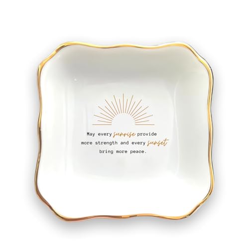 Wave Square Ring Dish, White Ceramic Dish, Trinket Storage - Grieving Dish For Uplifting Sympathy or Grief Gift For Women, Loss of Loved One - color: Sympathy