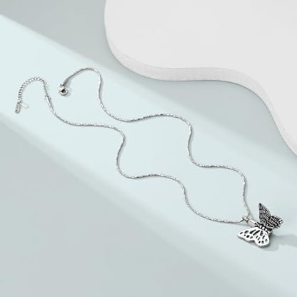 Imrsanl Butterfly Urn Necklace for Ashes Angel Wing Cremation Jewelry Keepsake Funeral Memorial Pendant Gifts of Loss Loved Ones for Women - color: Silver