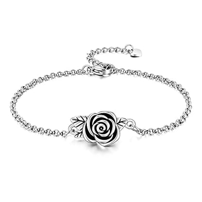 XIUDA Urn Bracelet for Ashes Rose Cremation Bracelet Ashes Holder Bangle Link Chain Ashes Bracelet for Women - style: Silver