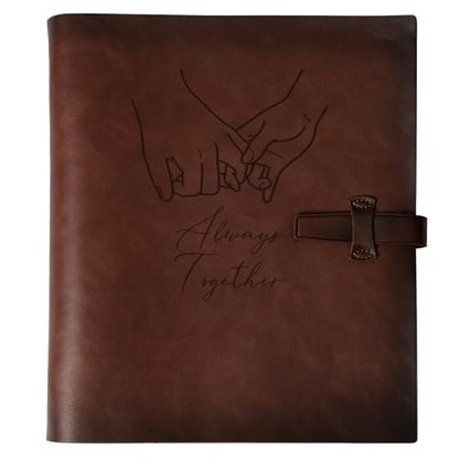 Photo Album 4x6 300 Photos, Genuine Leather Photo Albums with Writing Space with 30 Writing Paper, Travel Family Wedding Kids Graduation Ultrasound Baby Picture Album Scrapbook Photo Album Hold Hands - color: Hold Hands