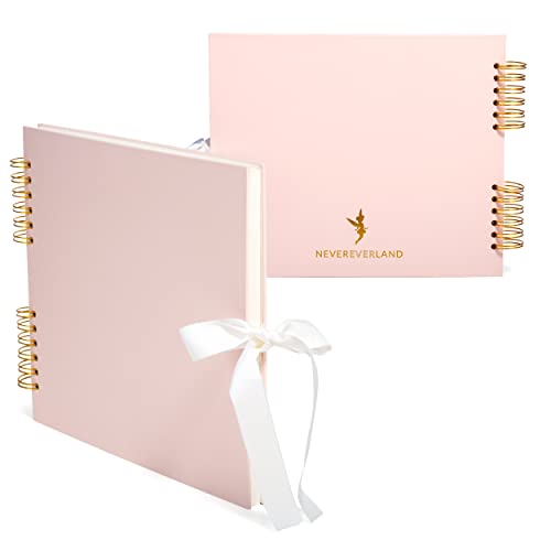 Never Ever Land Scrapbook Album – 12x10 Pink Scrap Book. Scrapbooking Supplies, Memory Book, Wedding Guest Book, Photo Album, Baby Shower Gifts, Valentines, Engagement Gifts - color: Pink