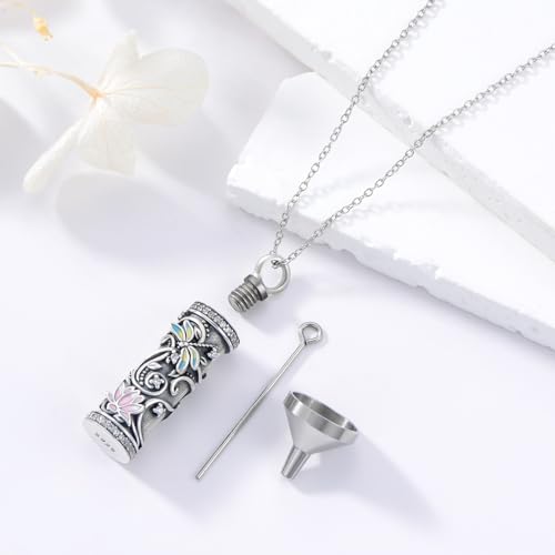 925 Sterling Silver Urn Necklace for Ashes, Teardrop/Tree of Life/Sunflower/Dragonfly/Sea Turtle/Celtic Knot/Elephant/Hummingbird Memorial Cremation Pendant Necklaces for Animal Human Ashes - color: C: Dragonfly