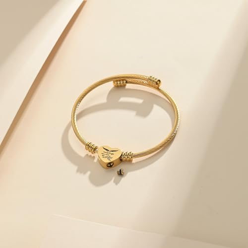 Cremation Jewelry Wing Heart Urn Bracelet for Human Ashes for Women Men Memorial Keepsake Cuff Bangle Bracelet - color: Customize
