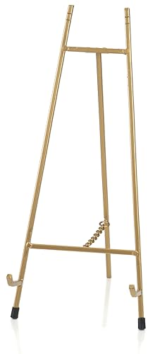Red Co. 15” Tall Modern Metal Tripod Plate Stand and Art Holder Easel, Gold - color: Gold, size: Height - 15"