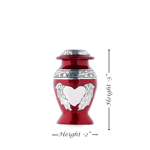Angel Wings & Heart Cremation Urn (Red Shimmer, Large)' (Red Glossy, Single - Miniatue) - color: Red Glossy