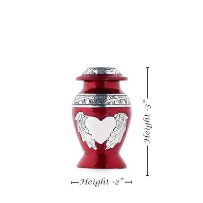 Angel Wings & Heart Cremation Urn (Red Shimmer, Large)' (Red Glossy, Single - Miniatue) - color: Red Glossy