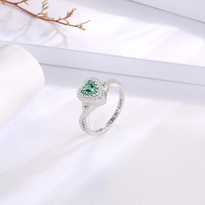 Sariel Teardrop Cremation Ring for Ashes - 925 Sterling Silver Urn Keepake Rings Memorial Jewelry for Women - color: Heart (Green)