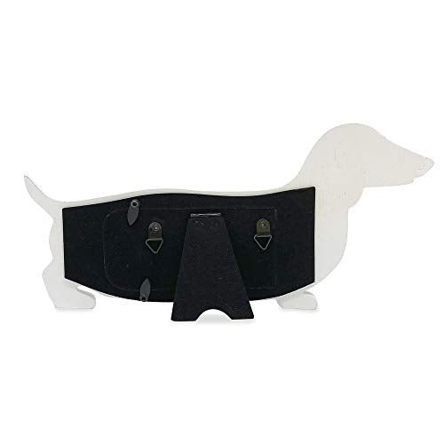 Isaac Jacobs Double 2x2 Resin Sentiments Dog Shaped Picture Frame - White | Photo Gift for Pet Puppy, Tabletop, Desktop & Wall Display (2x2, White) - color: White