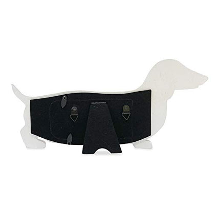 Isaac Jacobs Double 2x2 Resin Sentiments Dog Shaped Picture Frame - White | Photo Gift for Pet Puppy, Tabletop, Desktop & Wall Display (2x2, White) - color: White