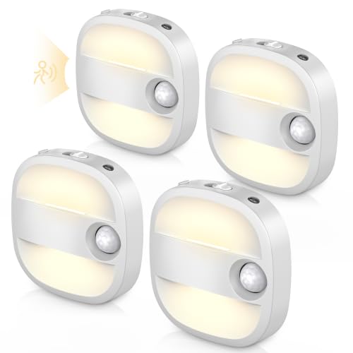 Motion Sensor Night Light[4 Pack],Night Lights Plug into Wall | 3 CCT Dimmable LED Nightlight,Up & Down Lighting with Dusk to Dawn Sensor,White Rounded Square for Hallway,Stairs - color: Warm-Motion Sensor