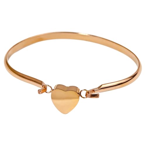 LittleFlower Heart Urn Bracelet for Human & Pet Ashes - Stainless Steel Memorial Jewelry for Cats, Dogs, Waterproof Keepsake with Filling Tool & Gift Box - color: Rose Gold