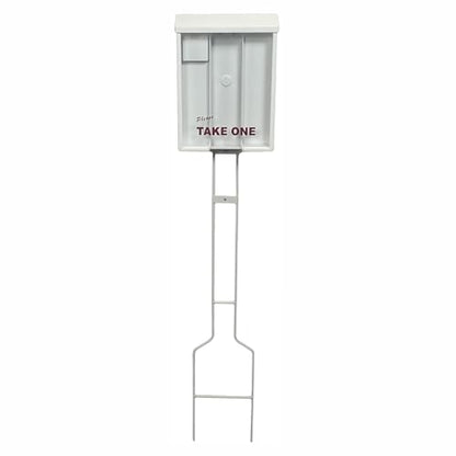 Sanzo Specialties Outdoor Brochure Box on a Stake 46 inch tall - Holds 250 8.5 x 11 Documents and 60 Business Cards, Flyer Literature Yard Dispenser (White, Pack of 1) - color: White, size: Pack of 1