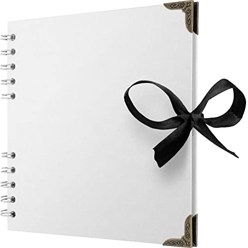 Scrapbook Album, 36 Pages, 7 x 7 Inch, White Photo Album, Scrap Book | Hardcover with Thick 200 GSM Kraft Paper, Ideal for Your Scrapbooking Albums, Art & Craft Projects (White, 7 x 7 Inch) - color: White, size: 7 X 7 Inch