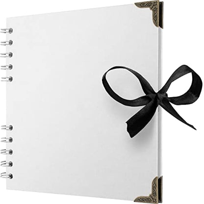 Scrapbook Album, 36 Pages, 7 x 7 Inch, White Photo Album, Scrap Book | Hardcover with Thick 200 GSM Kraft Paper, Ideal for Your Scrapbooking Albums, Art & Craft Projects (White, 7 x 7 Inch) - color: White, size: 7 X 7 Inch