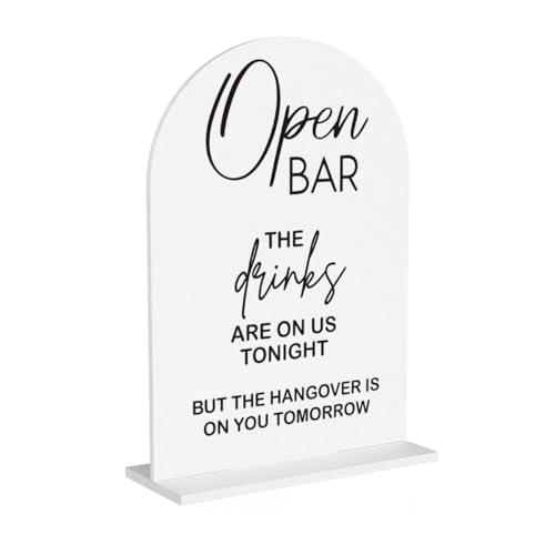 Wedding Bar Sign Open Bar Sign for Wedding Engagement Bridal Shower Ceremony Reception Event Party Table Acrylic Decor 5"x7" - color: Open