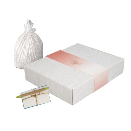Biodegradable Urn for Human Ashes. Eco-Friendly Cremation Urn for Water or Earth Burial. Includes Water Soluble Ash Bag. 100% Natural. Adult Size 3" H x 12" W x 14" L.. (ANGEL) (BLANCO, LARGE, GINKGO)