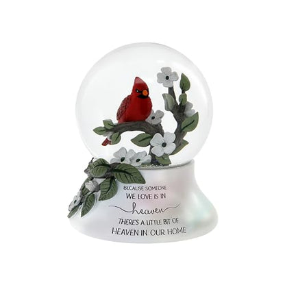 Pavilion Gift Company - Because Someone We Love is in Heaven There's A Little Bit of Heaven in Our Home - Cardinal LED Lit 120mm Musical Water Globe Memorial in Memory Bereavement Loss of Loved One