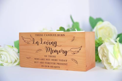 Sympathy Bereavement Gift for Loss of Loved One - Memorial Candle Holders - Handcrafted Wooden Keepsake with Poem - Condolence for Loss of Mother, Father (in Loving) - color: In Loving
