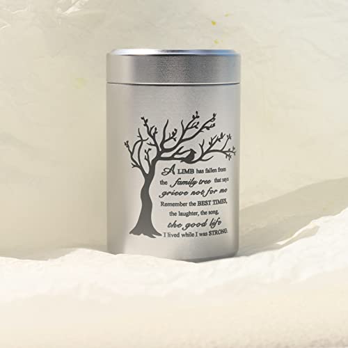 2.7 inch Small Urns for Ashes - Set of 4, Aluminium Mini Urns, Cremation Urns for Human Ashes, Ashes Holder, Small Keepsake urns-A Limb has Fallen from The Family Tree, Silver - size: Tree-Silver