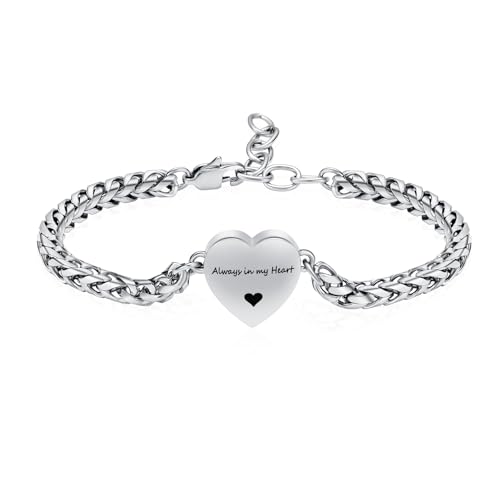 Hearbeingt Heart Urn Bracelet for Ashes Cremation Jewelry for Women Girls - color: A-Silver