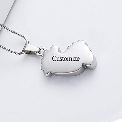 Imrsanl Footprint Cremation Urn Pendant Necklace for Ashes Stainless Steel Mini Urns Jewelry to Holder Ashes Baby Foot Memorial Keepsake - color: Customize