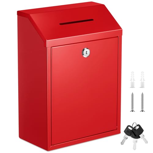 Yaocom Metal Money Box,Red,11.81 x 8.58 x 4.72 Inch,No Lid - color: Red, size: 11.81 x 8.58 x 4.72 Inch, style: No Lid