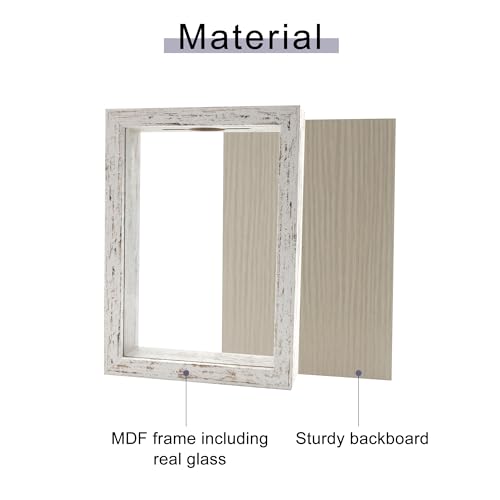 Top Loading Shadow Box , Shadow Box with Slot on Top,Wood & Real Glass Display Case Frame Ready to Hang Memory Box , Pins, Awards, Medals, Wedding and Photos, Wthie, 5x7 - color: White, size: 5*7