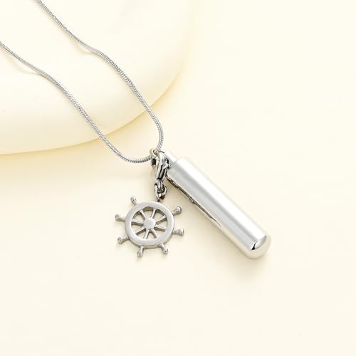 Oinsi Car Charm & Cylinder Urn Necklace for Ashes Stainless Steel Tube Cremation Urn Jewelry Necklace for Ashes Memorial Keepsake Gifts - color: Style-D
