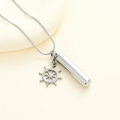 Oinsi Car Charm & Cylinder Urn Necklace for Ashes Stainless Steel Tube Cremation Urn Jewelry Necklace for Ashes Memorial Keepsake Gifts - color: Style-D