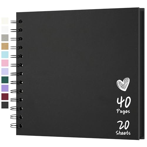 Scrapbook Photo Album 7"x7" 20 Sheets 40 Pages Hardcover Kraft Paper Khaki - color: Black, size: 7"x7" 20 Sheets