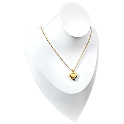 LittleFlower Paw Print Heart Pet Ashes Urn Necklace, Keepsake Pendant-Gold - style: Gold