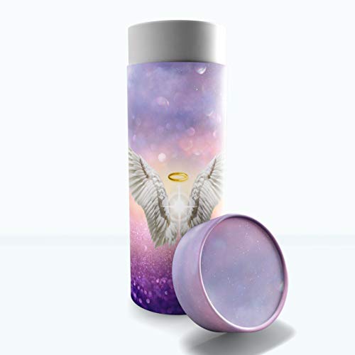 Guardian Angel (Pink) Scattering Tubes for Human Ashes TSA Approved Scattering Urn and Eco-Friendly Biodegradable Urns for Human Ashes & Biodegradable Urn for Burial at Sea - color: Purple Angel, size: Medium 10"x4"